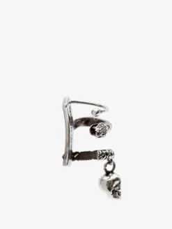 Online Alexander McQueen Men's Skull And Snake Ear Cuff in Antique Silver
