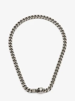 Outlet Alexander McQueen Men's Skull Chain Necklace in Antique Silver