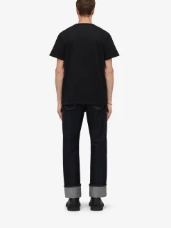 Shop Alexander McQueen Men's Skull T-shirt in Black/ Gold