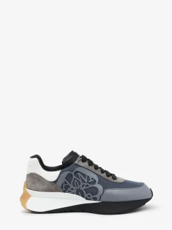 Clearance Alexander McQueen Men's Sprint Runner in Gun Grey