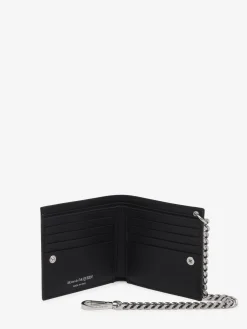 Cheap Alexander McQueen Men's Studded Billfold Wallet With Chain in Black