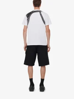 Shop Alexander McQueen Men's Studded Harness T-shirt in White/Black