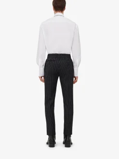 Shop Alexander McQueen Men's Tailored Cigarette Trousers in Black/White