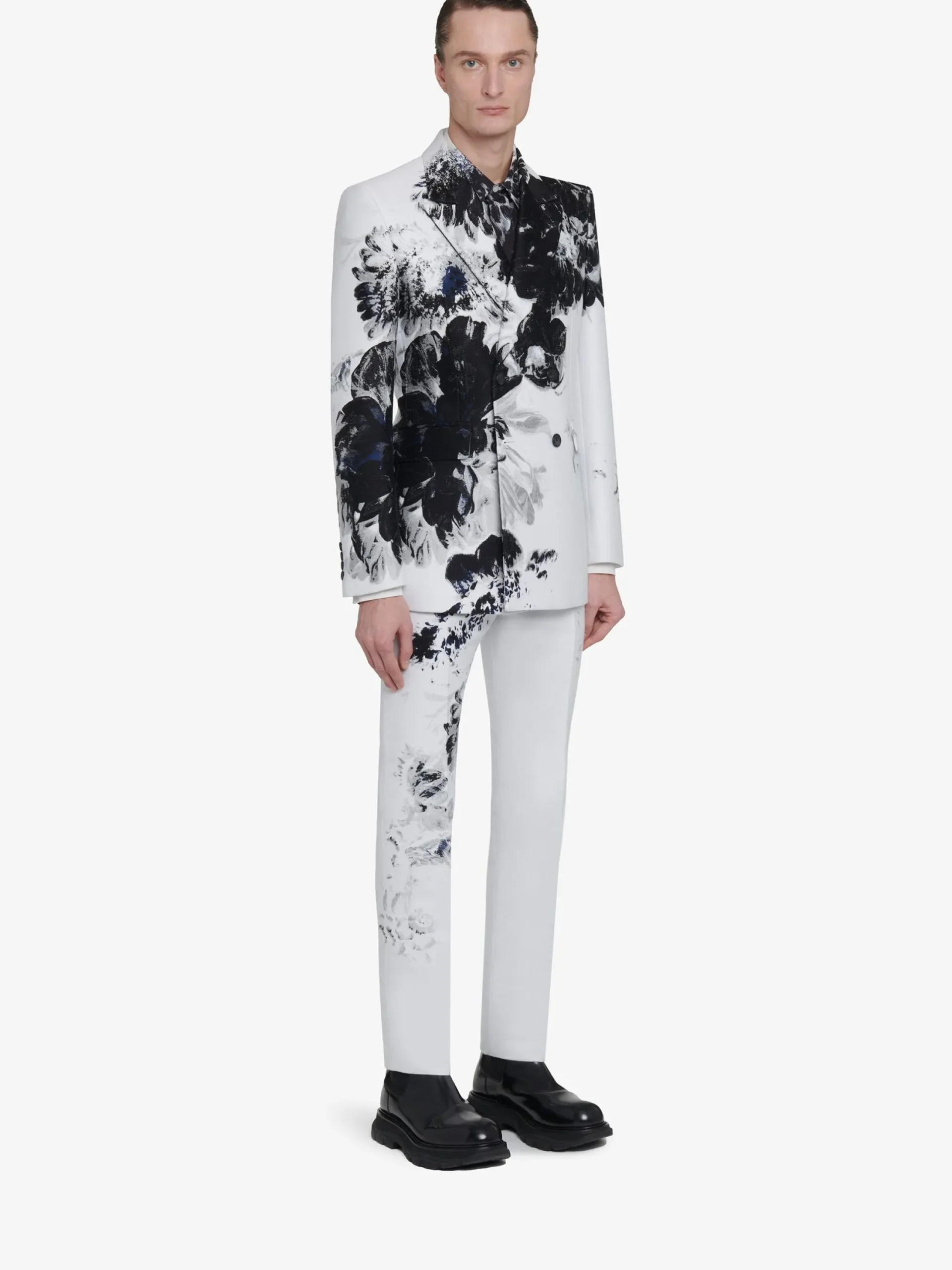 Clearance Alexander McQueen Men's Tailored Cigarette Trousers in Black/White