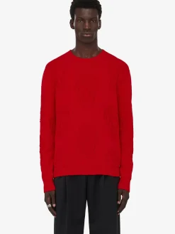 Online Alexander McQueen Men's Textured Skull Jumper in Scarlet