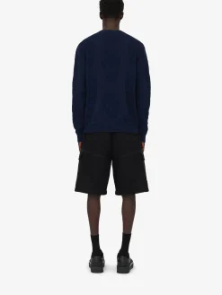 New Alexander McQueen Men's Textured Skull Jumper in Navy