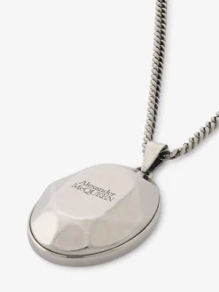 Cheap Alexander McQueen Men's The Faceted Stone Necklace in Antique silver