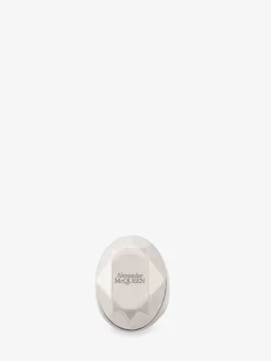 Discount Alexander McQueen Men's The Faceted Stone Ring in Antique silver