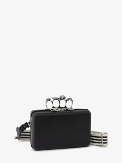 Store Alexander McQueen Men's The Knuckle Twisted Clutch in Black