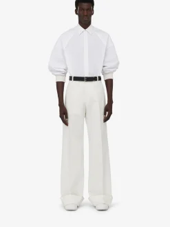 Online Alexander McQueen Men's Turn-up Baggy Trousers in Optical White