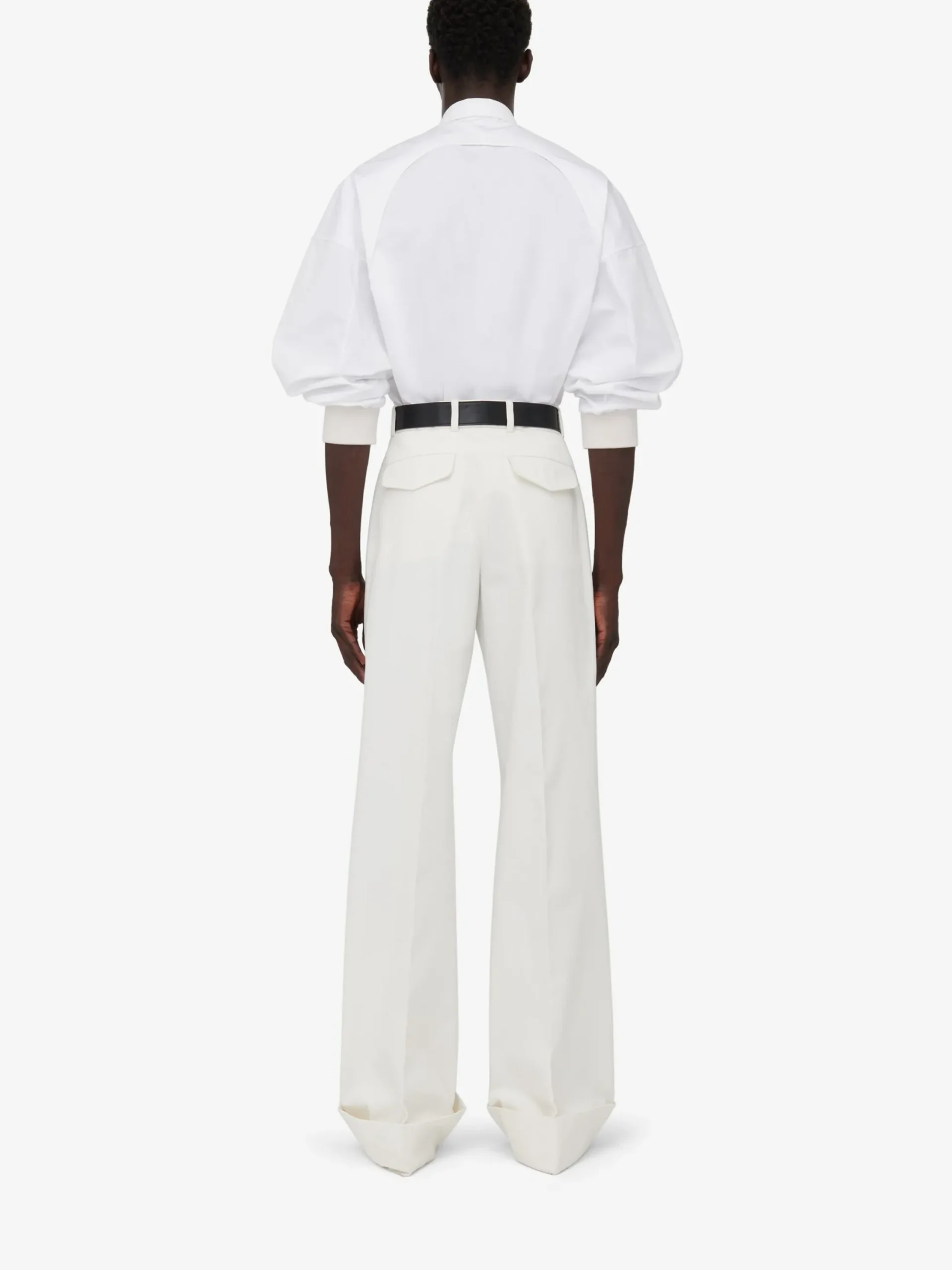 Online Alexander McQueen Men's Turn-up Baggy Trousers in Optical White