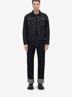 Cheap Alexander McQueen Men's Turn-up Jeans in Indigo