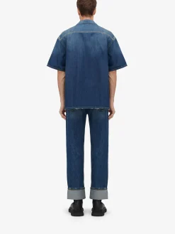 Outlet Alexander McQueen Men's Turn-up Jeans in Washed Blue