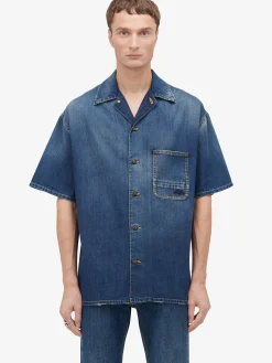 Outlet Alexander McQueen Men's Turn-up Jeans in Washed Blue