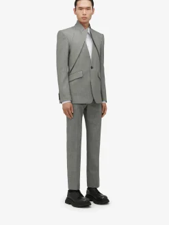 Online Alexander McQueen Men's Twisted Lapel Single-breasted Jacket in Shark Grey