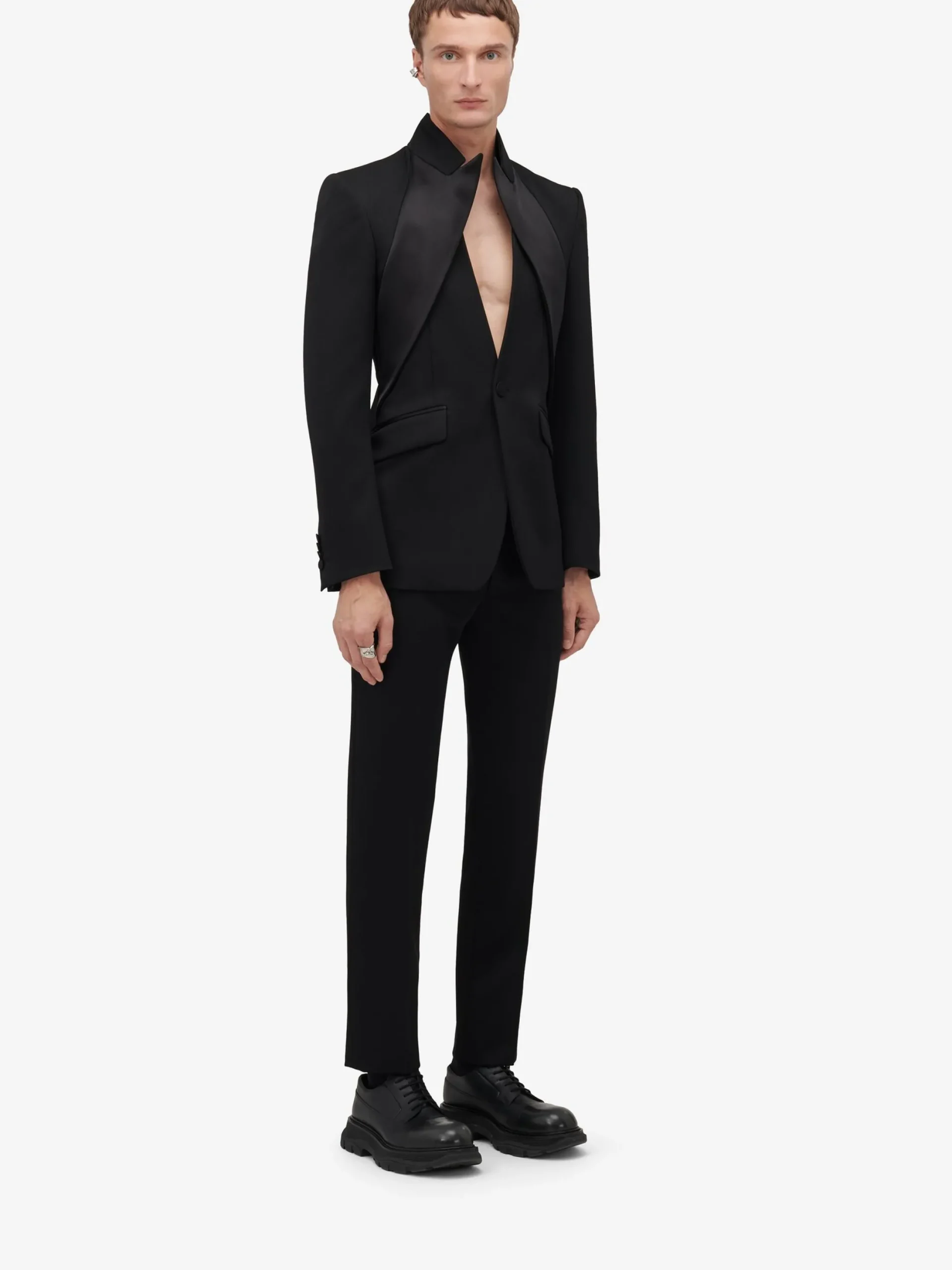 Outlet Alexander McQueen Men's Twisted Lapel Tuxedo Jacket in Black