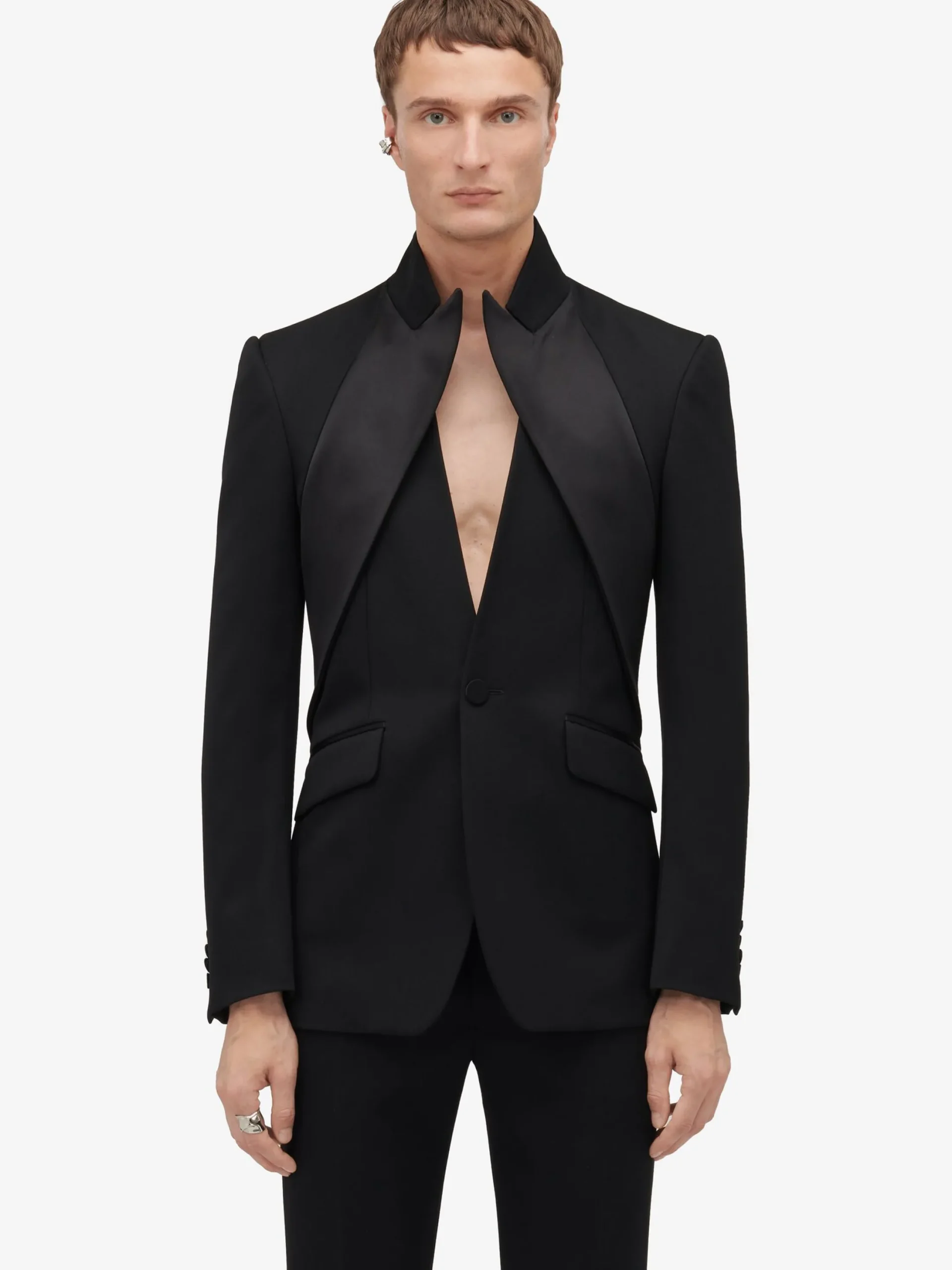 Outlet Alexander McQueen Men's Twisted Lapel Tuxedo Jacket in Black