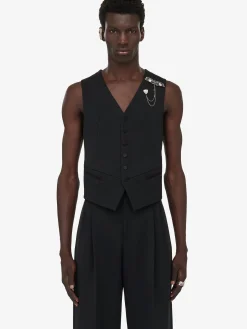 Best Alexander McQueen Men's Twisted Seam Waistcoat in Black