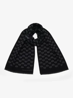 Cheap Alexander McQueen Men's Up-and-down Seal Logo Scarf in Black/Dark Grey