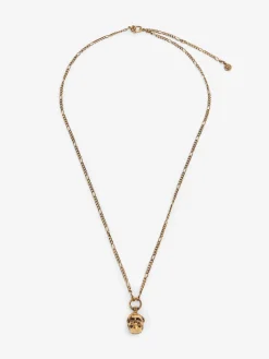 New Alexander McQueen Men's Victorian Skull Necklace in Antique Gold