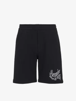 Flash Sale Alexander McQueen Men's Warped Logo Shorts in Black