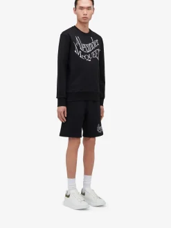 Hot Alexander McQueen Men's Warped Logo Sweatshirt in Black