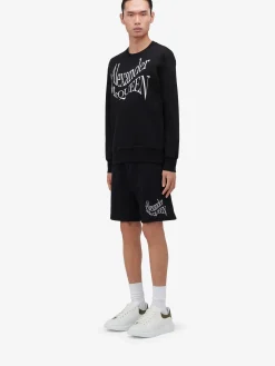Hot Alexander McQueen Men's Warped Logo Sweatshirt in Black