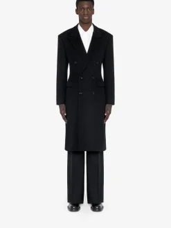 Hot Alexander McQueen Men's Wide Shoulder Fitted Coat in Black