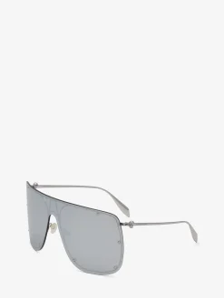 Hot Alexander McQueen Skull Mask Sunglasses in Grey/Silver