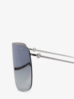 Hot Alexander McQueen Skull Mask Sunglasses in Grey/Silver