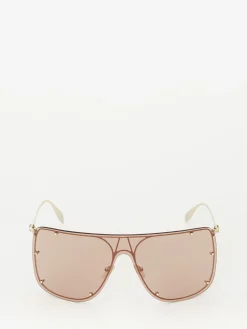 Sale Alexander McQueen Skull Mask Sunglasses in Gold/Brown