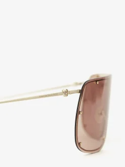 Sale Alexander McQueen Skull Mask Sunglasses in Gold/Brown