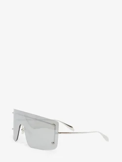 Clearance Alexander McQueen Spike Studs Mask Sunglasses in Silver
