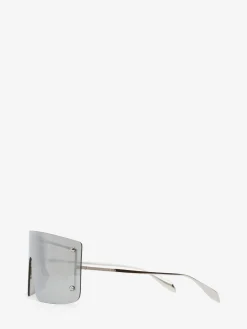 Clearance Alexander McQueen Spike Studs Mask Sunglasses in Silver