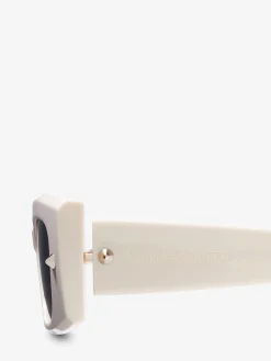 Hot Alexander McQueen Spike Studs Rectangular Sunglasses in Ivory/Smoke