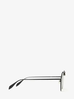 Online Alexander McQueen Top Piercing Sunglasses in Black/Grey