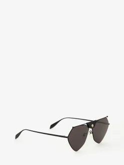 Online Alexander McQueen Top Piercing Sunglasses in Black/Grey
