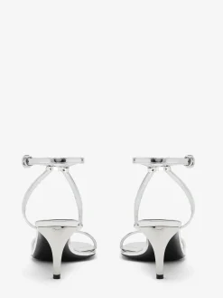 Sale Alexander McQueen Women's Armadillo Metal Bar Sandal in Silver