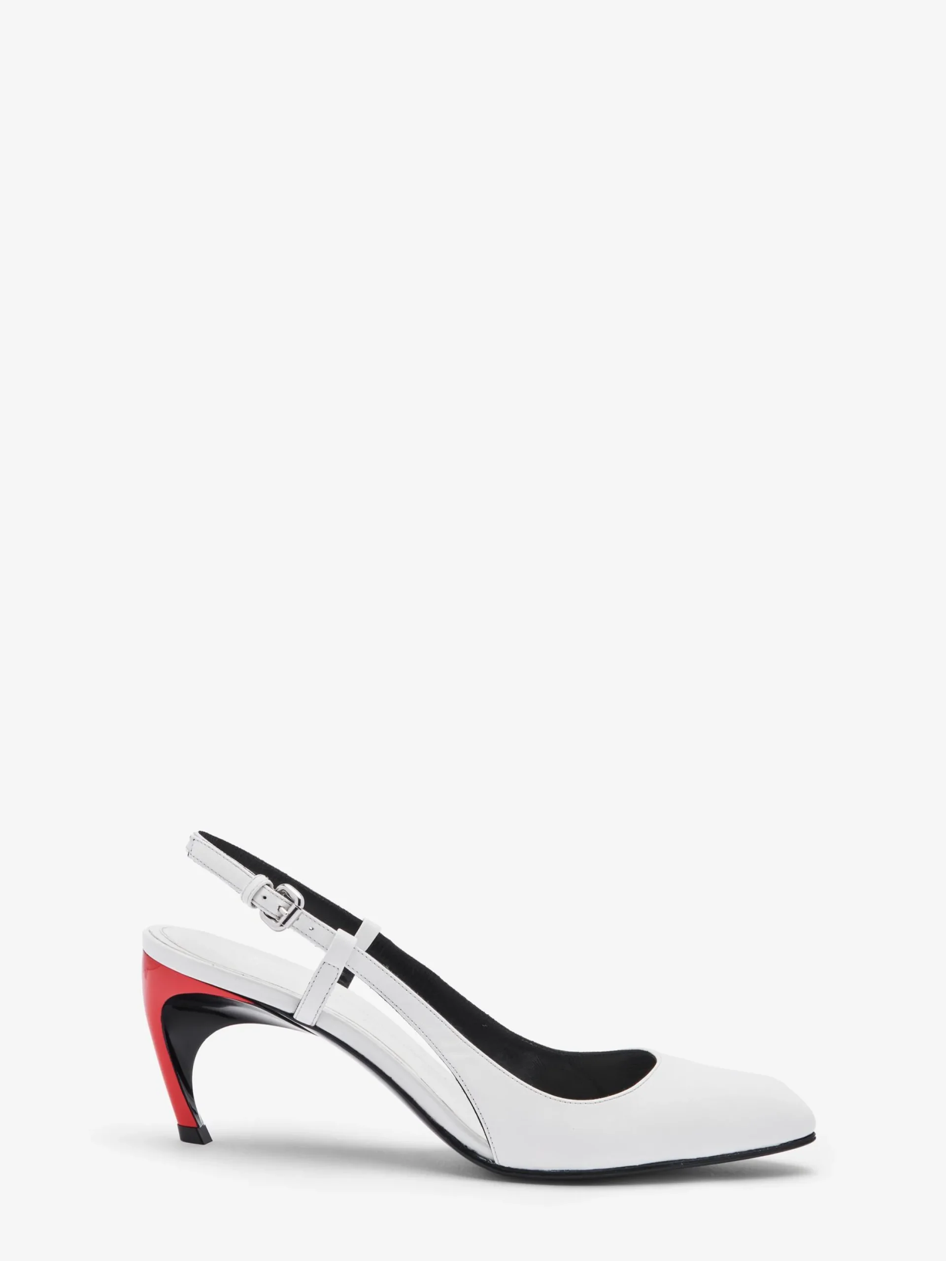 Best Alexander McQueen Women's Armadillo Slingback Pump in Ivory/Black/Lust Red