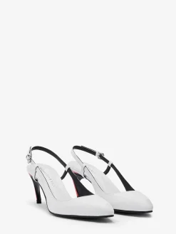 Best Alexander McQueen Women's Armadillo Slingback Pump in Ivory/Black/Lust Red