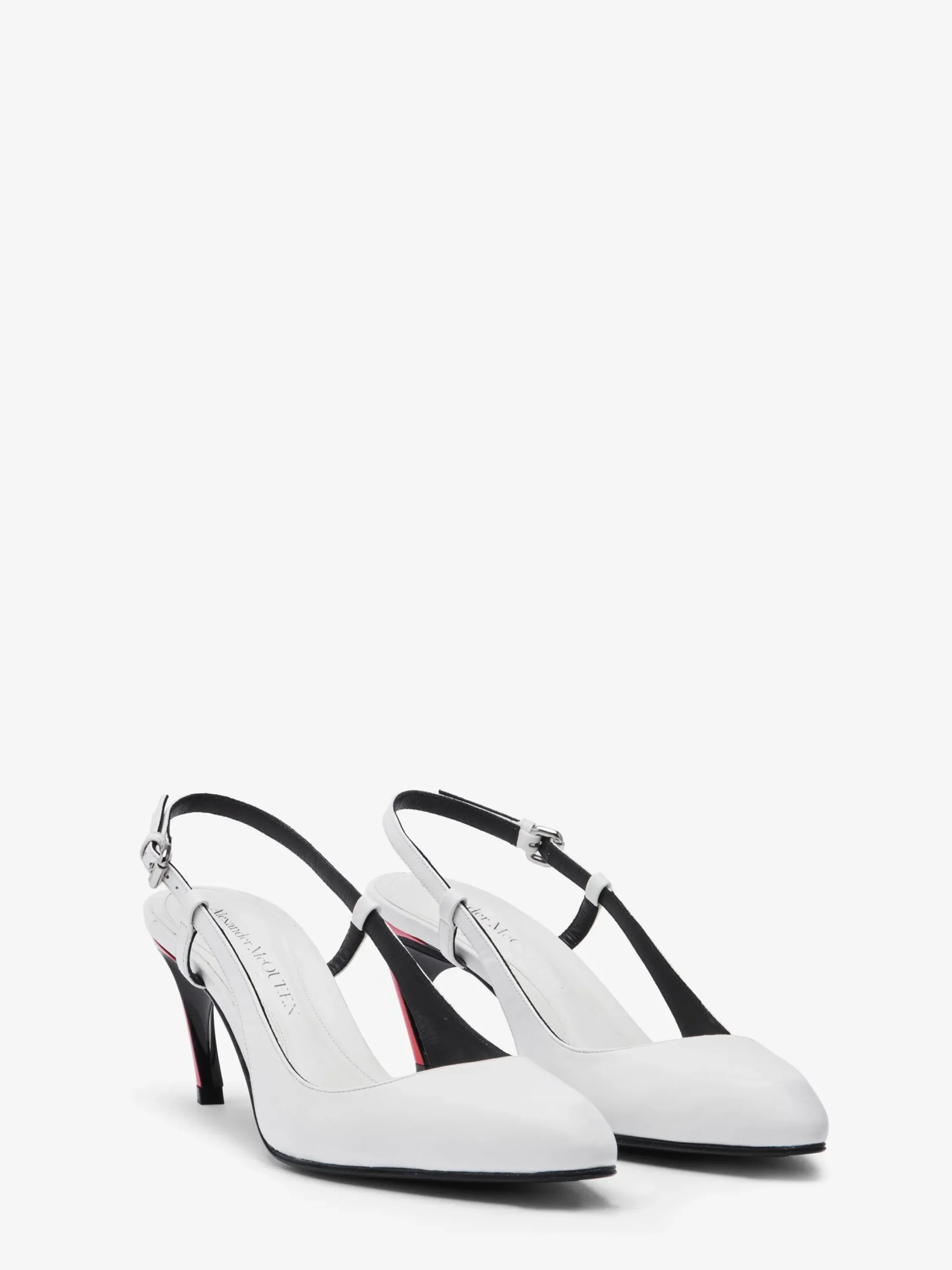 Best Alexander McQueen Women's Armadillo Slingback Pump in Ivory/Black/Lust Red