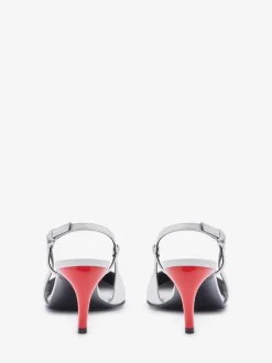 Best Alexander McQueen Women's Armadillo Slingback Pump in Ivory/Black/Lust Red