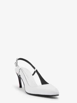 Best Alexander McQueen Women's Armadillo Slingback Pump in Ivory/Black/Lust Red