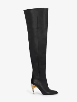 Best Alexander McQueen Women's Armadillo Thigh-high Boot in Black/Silver/Gold