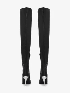 Best Alexander McQueen Women's Armadillo Thigh-high Boot in Black/Silver/Gold