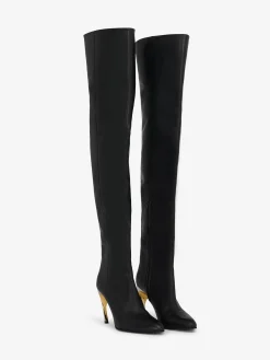 Best Alexander McQueen Women's Armadillo Thigh-high Boot in Black/Silver/Gold