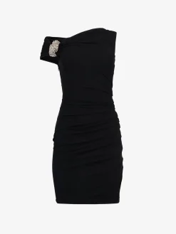 Cheap Alexander McQueen Women's Asymmetric Crystal Knot Cocktail Dress in Black