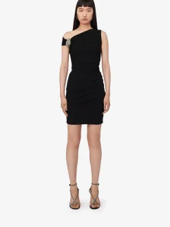 Cheap Alexander McQueen Women's Asymmetric Crystal Knot Cocktail Dress in Black
