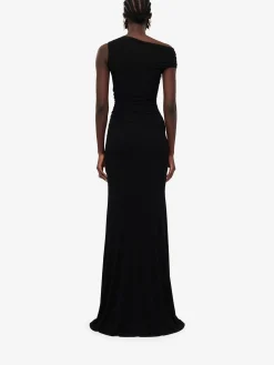 Hot Alexander McQueen Women's Asymmetric Crystal Knot Evening Dress in Black