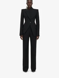 New Alexander McQueen Women's Asymmetric Tailored Jacket in Black